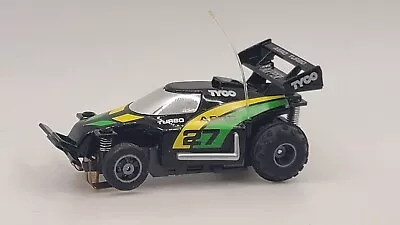 Tyco 440x2 #27 Aero Turbo Hopper Black Green Yellow HO Slot Car • $8.50