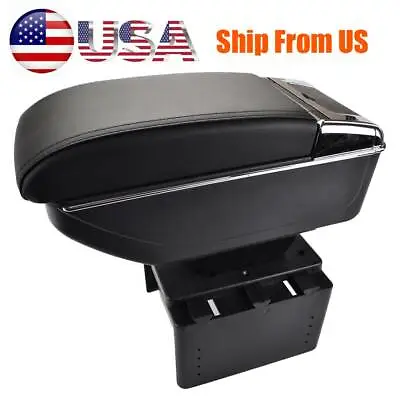 Universal Car Duel Console Comfort Armrest Central Console Box PU Leather Black • $48.39