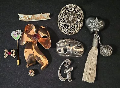 Lot Of 9 Vintage Brooches Sterling Taxco Mexico West Germany Marcasite • $39