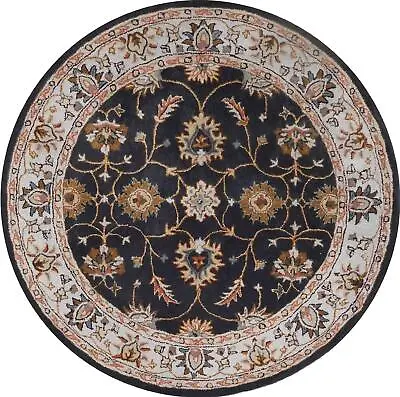 Round Hand-Tufted Carpets Traditional & Classical Wool Area Rug Charcoal Multi • $481