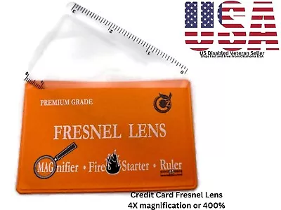 Credit Card Pocket Fresnel Lens Magnifier - 4X Magnification - Orange Cover • $3.79
