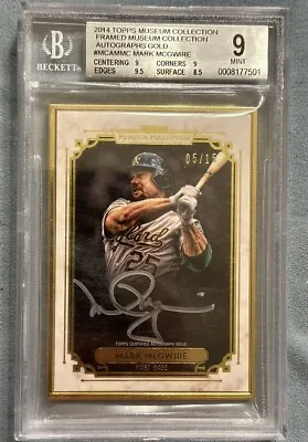 Museum Collection 2014 Mark Mcgwire Autograph Gold Frame # 5/15 Bgs 9 • $199.99
