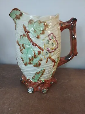 Vintage 1940s Shorter & Sons Majolica Jug With Embossed Tree/Leaves 23cm Tall • £9.95