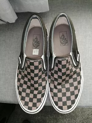 Vans Checkerboard Classic Slip On Size 8.5UK Black Mens Shoes Trainers Sneakers • £36