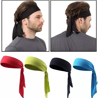 Men Women Stretch Head Tie Headband Sports Sweatband Tennis Basketball Hair Band • $4.99