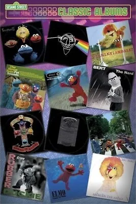 SESAME STREET ~ CLASSIC ALBUM COVERS 24x36 POSTER Bert Ernie Elmo Muppets • $6.80