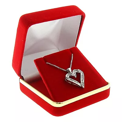 Red Velvet Charm Pendant Earring Box Display Jewelry Gift Boxes Gold Trim 1 Dzn • $49.60