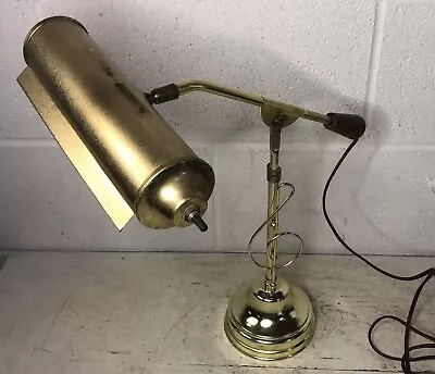 Vintage Metal Brass Treble Clef Music Piano Lamp Desk Banker Adjustable Works • $35.95