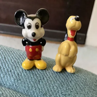 $9.99 • Buy Tiny Porcelain Disney Store Mickey Mouse And Pluto Mini Figurines