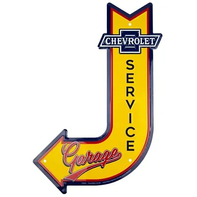 $16.48 • Buy Chevrolet Service Garage 18  X 12  J Bent Arrow Metal Sign Embossed Chevy Decor