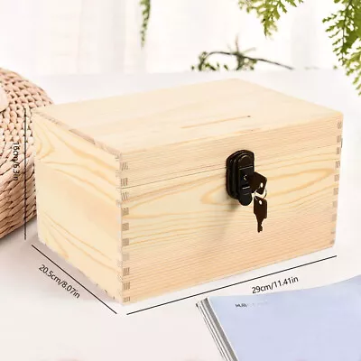 Wooden Suggestion Box Donation Box Ballot Box Charity Box Fund-raising Box+Lock • $19