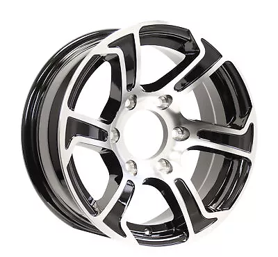 Two Aluminum Trailer Wheels 15X6 15 Inch Rim Black Machined 6 Lug PDSU56655BM • $184.97