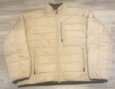 Land's End Puffer Jacket Mens XL 46-48 Beige Primaloft Parka Winter Warm Coat • $48