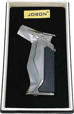 Jobon Single Flame Jet Windproof Cigar Cigarette Torch  Puncher & Lighter Grey • $34.95