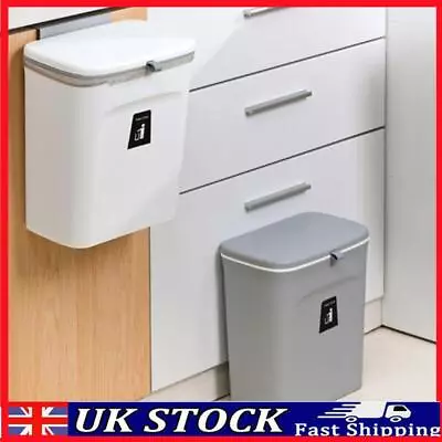 7/9L Garbage Can Wall Mounted With Sliding Lid Kitchen Trash Can For Under Sink • £15.19