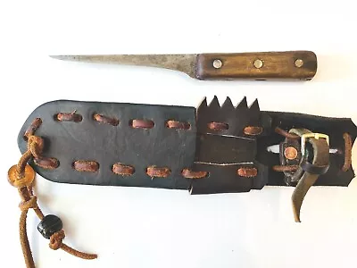 Mountain Man Vintage Russell Rendezvous Knife Walnut Handle & Custom Sheath • $69.95