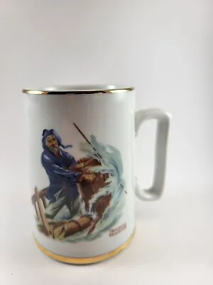 Vintage 1985 Norman Rockwell Museum Tankard/Mug  Braving The Storm   Gold Trim • $9.99