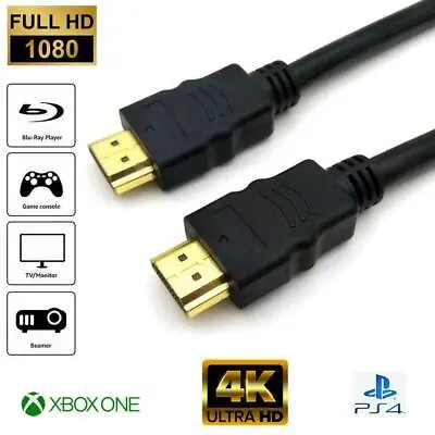 Premium 4k Hdmi Cable 2.0 High Speed Gold Plated Lead 2160p 3d Hdtv Ultra Uhd • £3.45