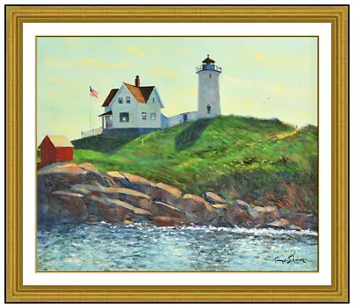 George Shawe Original Maine Landscape Painting On Canvas Signed Lighthouse Art • $3895