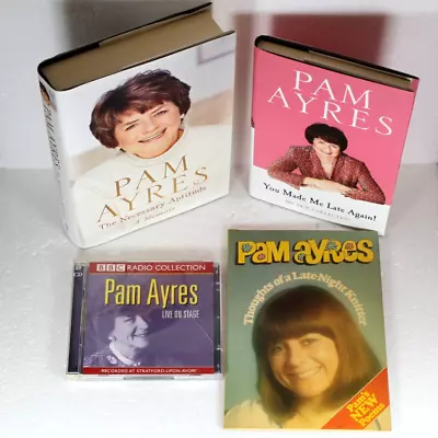 Pam Ayres Books + CD Live Stage Late-Night Knitter Necessary Aptitude Late Again • £6.99