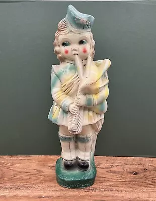Vintage Chalkware Highland Scottish Bagpipe Girl  15  Carnival Chalk Ware AS IS • $32