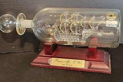 Mayflower Glass Sculpture England Unique PORTUGESE MAN O WAR Ship In A Bottle  • $74.95