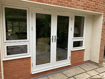 £150 • Buy White Painted Timber And Double Glazed French Patio Doors And Side Windows