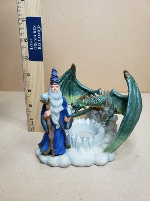 $20 • Buy Wizard Dragon Castle Oil Tealight Candle Warmer Holder Mystical Figure