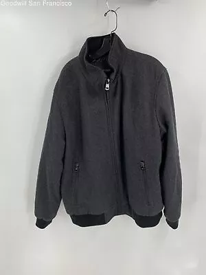 Calvin Klein Mens Gray Wool Blend Long Sleeve Full Zip Bomber Jacket Size Large • $17.99