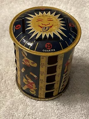 Vintage Tin Litho Rotary Coin Bank L Kreigsfeld PAT. NO. 2136623 USA Sunshine • $34.99