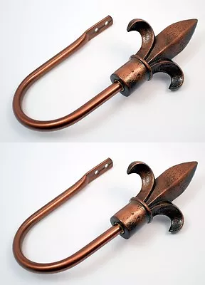 £6.95 • Buy Pair Of Copper Fleur De Lys Design Curtain Holdback / Tiebacks New