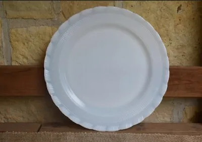 Rare Unique Vintage Milk Glass Serving Platter W/Scalloped Edge *Fast Shipping  • $45