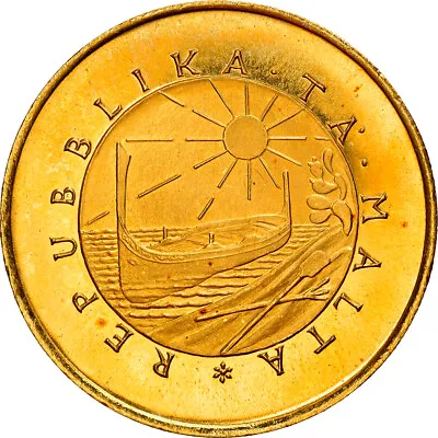 [#970410] Coin Malta Neptune 50 Pounds 1976 MS Gold KM:44 • $2340