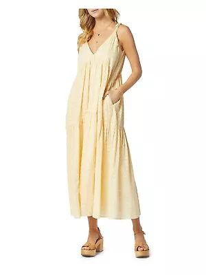 JOIE Womens Yellow Adjustable Sleeveless V Neck Tea-Length Shift Dress XS • $35.99