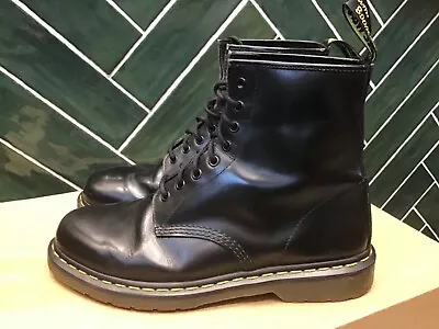 Dr Martens 1460 Black 8 Hole Leather Boots Size 10 Good Condition • £84.99
