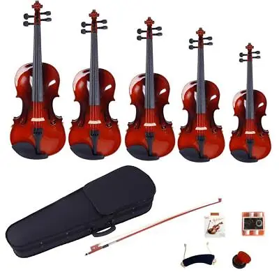 Natural 1/8 1/4 1/2 3/4 4/4 Maple Acoustic Violin Fiddle +Case+Bow+Rosin+Tuner • $39.99