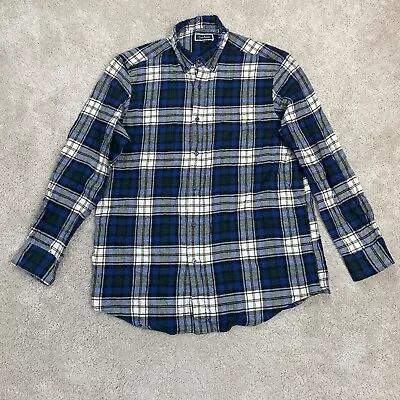 Club Room Shirt Mens Large Fishing Flannel Button Up Check Plaid Workwear Farm • £16.99
