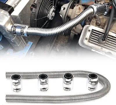 Universal 36  Stainless Steel Radiator Flexible Coolant Water Hose W/ Caps Kit • $31.89