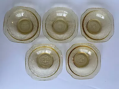 Vintage 1930s Depression Glass - Federal MADRID AMBER 5 Dessert Bowls • $11.98