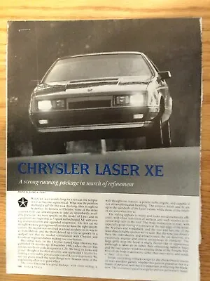 CHRY331 Article Road Test 1984 Chrysler Laser XE Apr 1984 4 Page • $14.99