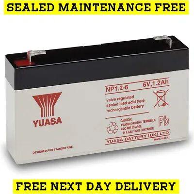£14.53 • Buy NP1.2-6 Yuasa 6v 1.2Ah Valve Regulated Lead-Acid Rechargeable Battery 