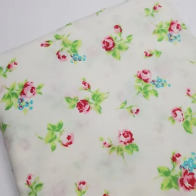 Flour Sugar Fabric Small Floral Vintage Sew Quilt Pink Shabby Chic OOP HALF YARD • $9.50