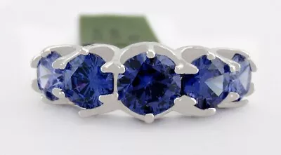 LAB CREATED 3.76 Cts TANZANITES RING .925 STERLING SILVER - New With Tag • £0.80