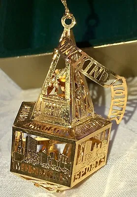 Marshall Fields 5 Sided AMAZING Chicago Skyline ++++ Ornament 24 Kt Gold Finish • $79.95