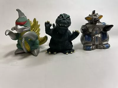 SD Godzilla Lot 3 Mini Figure Finger Puppet Vintage TOHO Gigan Mogera Moguera • $36