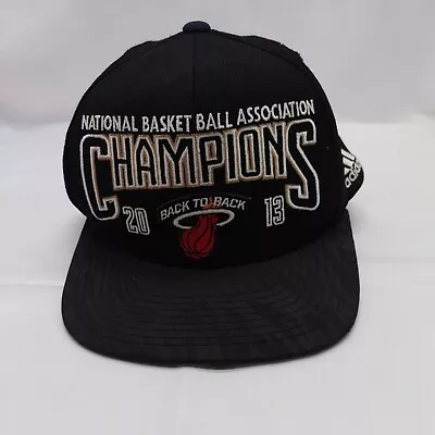 Adidas Miami Heat Mens Hat Black Wool Strap Back Cap 2013 NBA Champions • $19.99