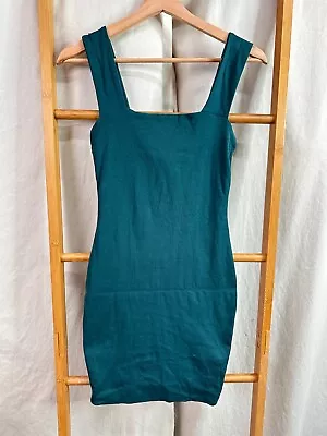 Kookai Dress Womens 1 Deep Teal Green Sleeveless Knee Length Pencil Cotton Blend • $17.95