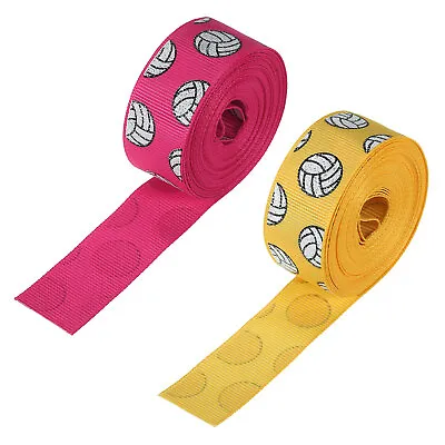 2Roll 7/8 ×5Yard Volleyball Grosgrain Craft Ribbon Burlap Ribbon Rose Red Yellow • $10.51