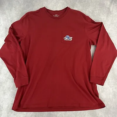 Vineyard Vines Shirt Mens XXL Red Football Tailgate Logo Long Sleeve Casual • $22.49