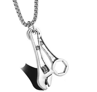 New Mens Motorcycle Biker Wrench Tool Gothic Rocker Pendant Necklace Steel • $8.88